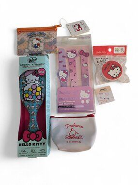 Hello Kitty Bundle Wet Brush Creme Shop Gift Set Sanrio Kawaii Beauty Pouches